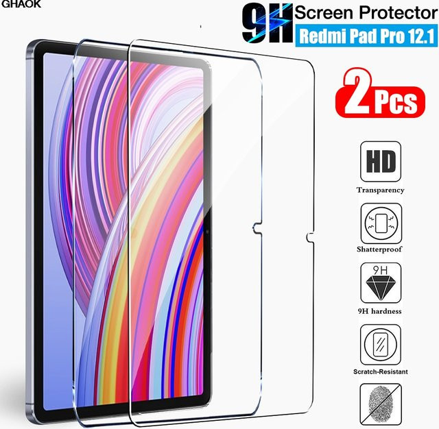 2er-Set Gehärtetes Glas Display Schutzfolie für Xiaomi Redmi Pad Pro 12,1 Zoll und Redmi Pad 11 Zoll, Transparent, 9H Härte - Bild 1