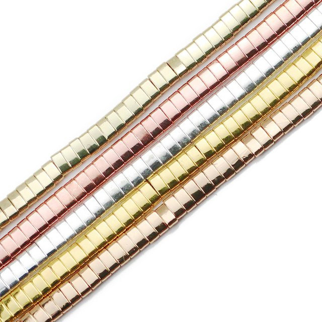 JHNBY Spacer Perlen, Hämatit Naturstein, Rechteck, Gold Farbe, Silber Überzogen, Unisex - Bild 1