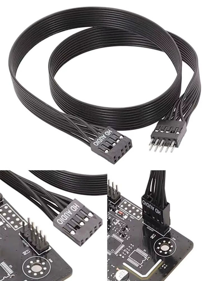 OULLX 9-Pin HD-Sound Verlängerungskabel Schwarz Adapter für PC-Mainboard Flachkabel - Bild 5
