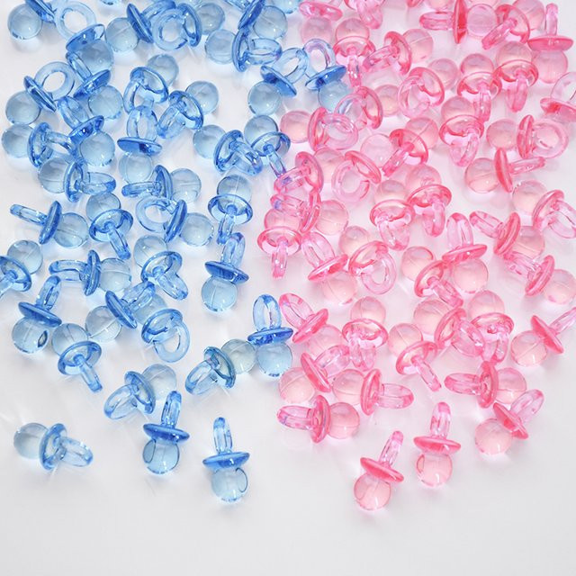xunyihappy Mini Schnuller Konfetti aus Acryl in Blau und Rosa für Babyparty und Geburtstag Dekoration - Bild 1