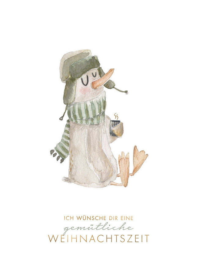 Leevje Postkarte Gans gemütliche Weihnachten in Gold und Multicolour - Bild 1