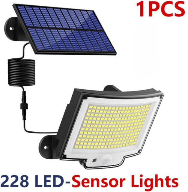 LIUXING Solar-Flutlicht mit 234 LED und Bewegungssensor, IP65 wasserdicht, Schwarz, Cool White - Bild 1