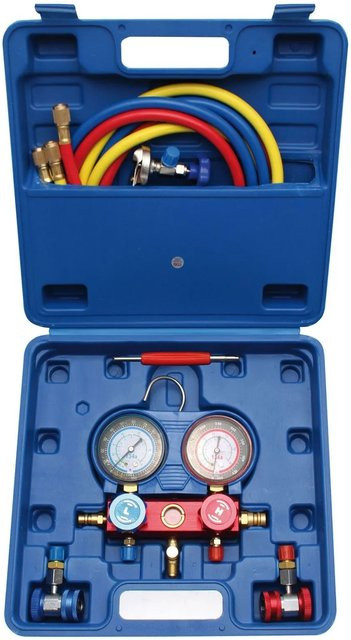 BGS Druckuhr-Armatur aus Aluminium für die Klimaanlagenprüfung 8425 - Bild 1