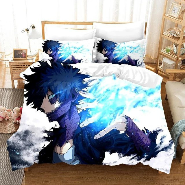 My Hero Academia Bettwäscheset mit 3D-Druck, Blau, bestehend aus Bettbezug und Kissenbezug, B/H: 133 x 70 cm - Bild 1