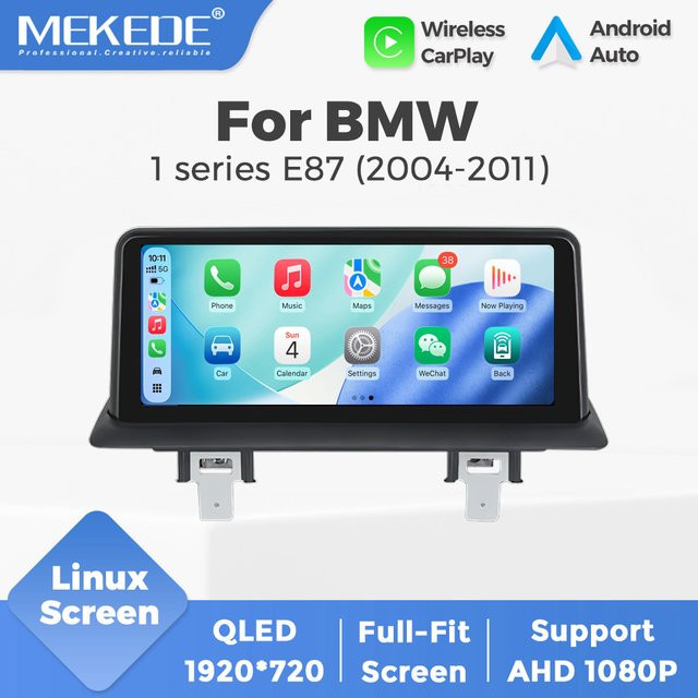 MEKEDE 10,25 Zoll Linux Multimedia-Autoradio mit Wireless Carplay und Android Auto für BMW 1er Serie E81 E82 E87 E88 (2004 - 2012), Schwarz - Bild 1