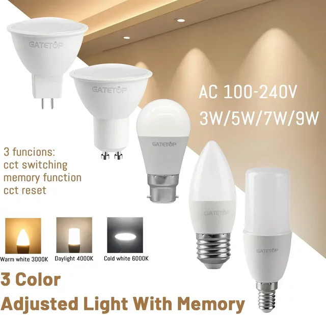 Gatetop LED Birne E27 mit 3 Farbtemperaturen CCT und Speicherfunktion, 2 Stück - Bild 1
