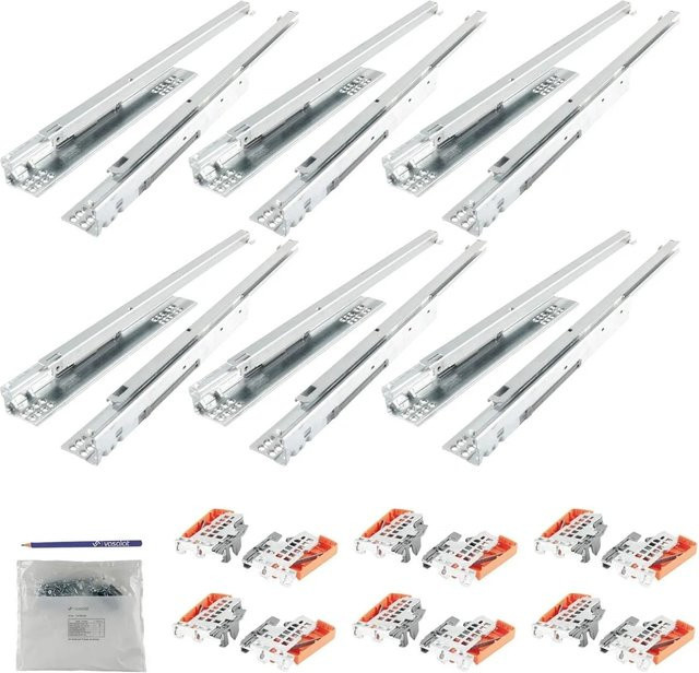 Blum Tandem Teilauszug Schubladenauszug Set mit Blumotion Soft-Close, Farbe: Silber, für 6 Schubladen, Tiefe: 600 mm - Bild 1