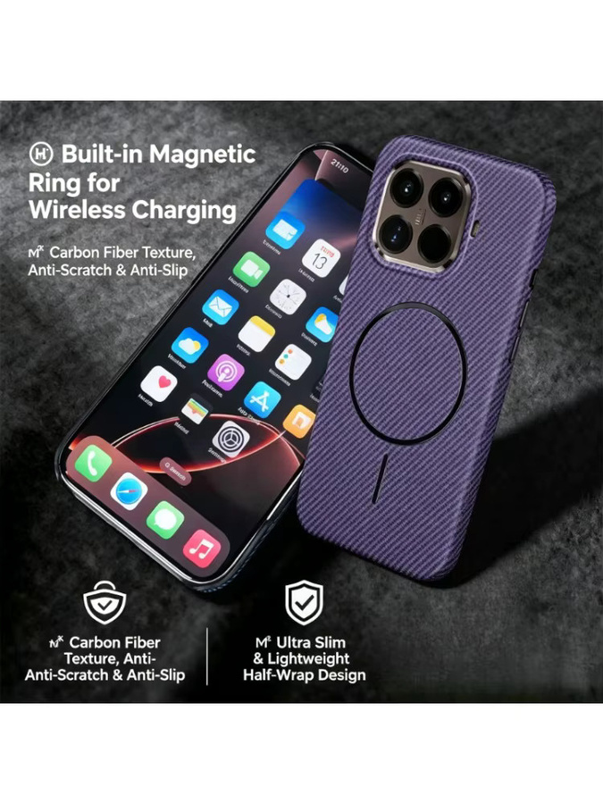 Luxuriöse Business-Schutzhülle mit Kevlar-Textur und MagSafe für Xiaomi 17T, 15T Pro, POCO M8, X8 ProMax und F8 Ultra in Blau - Bild 4