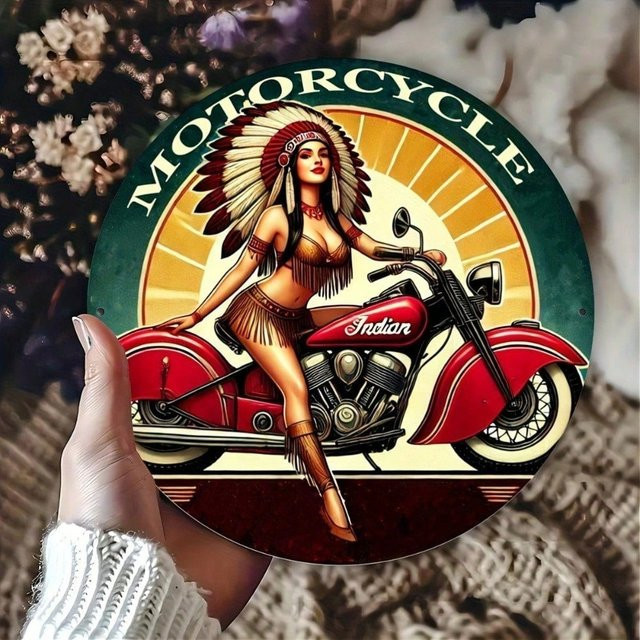 CIFBUY Retro Vintage Motorrad Blechschild aus Metall, quadratisch, Mehrfarbig, Breite: 20,32 cm, Höhe: 20,32 cm - Bild 1