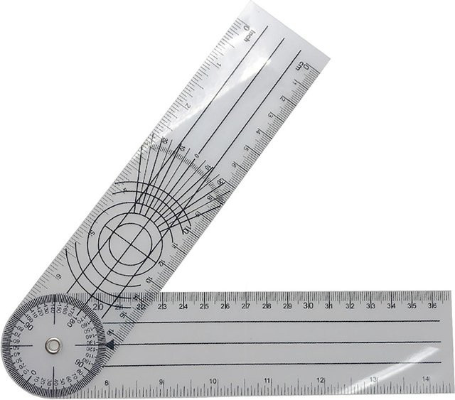 CosyHome Winkelmesser 360 Grad drehbar aus flexiblem PVC, halbtransparent und mattiert, Farbe: Grau/Transparent - Bild 1