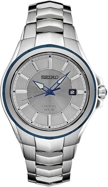 SEIKO Armbanduhr, Solar, Quarz, Edelstahl, 42,5 mm, Herren, blau - Bild 1