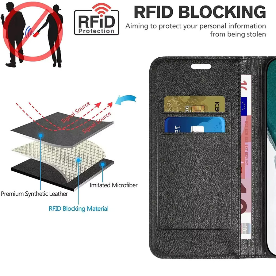 Magnetische Leder-Schutzhülle im Buchdesign für Honor Magic 8 7 Pro 5G und Honor Magic 8 Lite sowie Huawei Honor Magic 7 Lite in Schwarz oder Lila - Bild 4