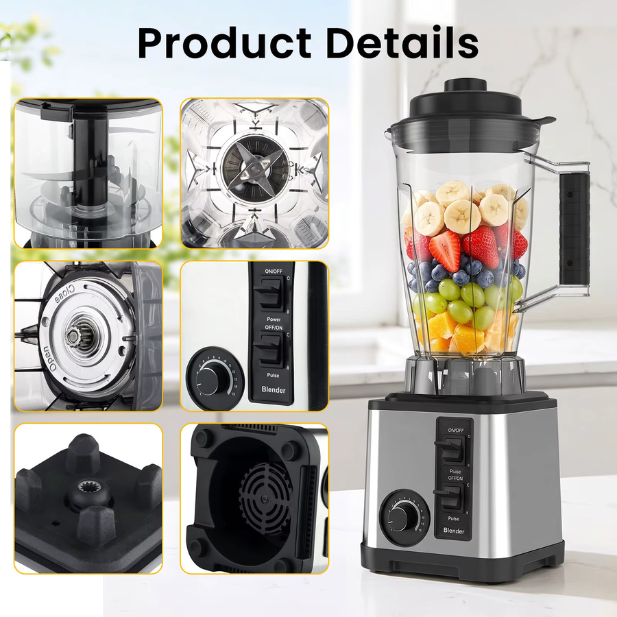 Jianyana 5-in-1 Mixer und Küchenmaschine Kombi mit 2600W, Elektrischer Zerkleinerer aus Edelstahl in Silber - Bild 6
