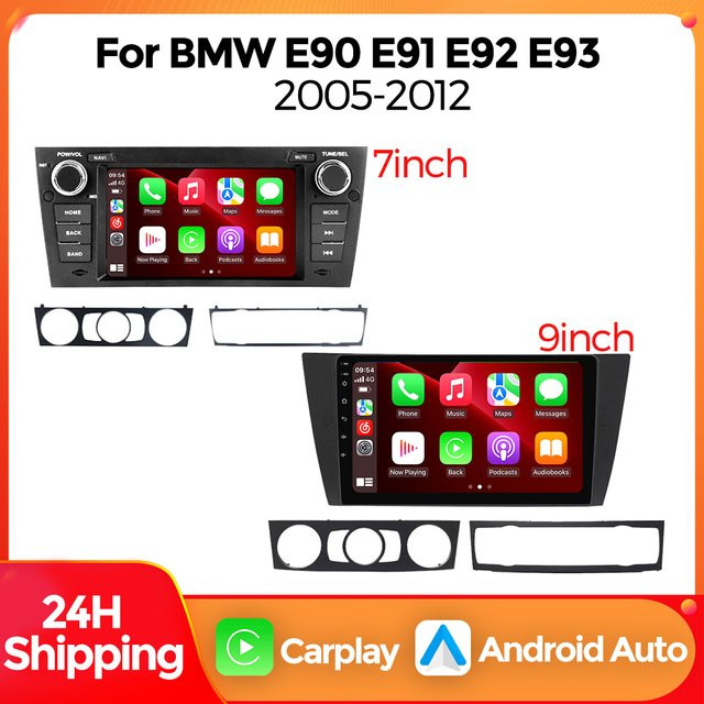 MEKEDE Kabelloses CarPlay und Android Auto Autoradio für BMW 3er-Serie E90 E91 E92 E93 (2005-2012) mit Bluetooth und WiFi in Schwarz - Bild 1