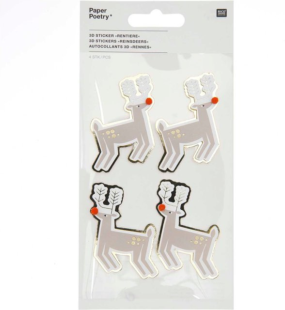 Rico Design Paper Poetry 3D Sticker Rentiere, 1 Blatt - Bild 1