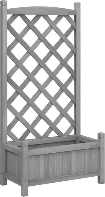 vidaXL Pflanzkübel mit Spalier aus massivem Tannenholz in Grau für den Außenbereich, B: 55,0 cm, T: 29,5 cm, H: 110,0 cm - Bild 1