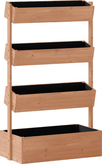 Outsunny Holzkasten erhöhtes Hochbeet mit 4 Ebenen in Braun, Pflanzkasten für Gemüse und Blumen, H x B x T: 140 x 85 x 45 cm - Bild 1