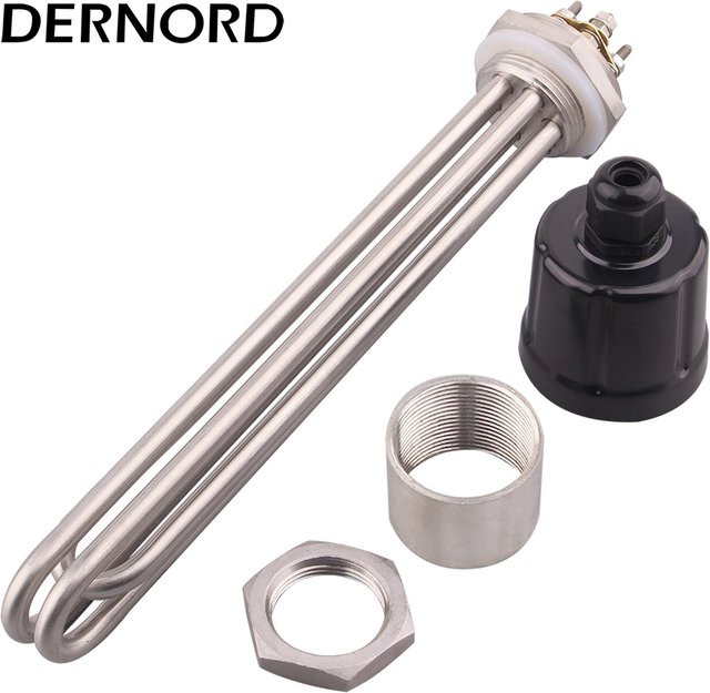 DERNORD Elektrisches Heizelement für Wasser aus Edelstahl SUS304 mit 1,5 Zoll Gewinde in Silber - Bild 1