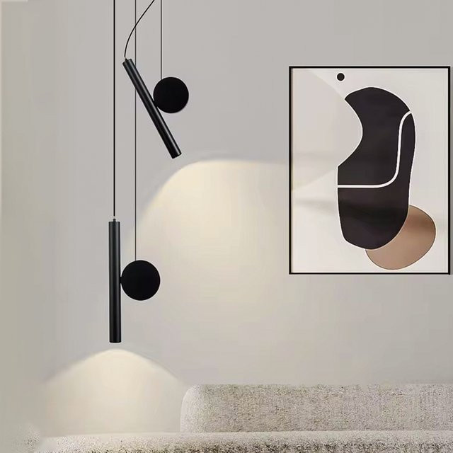 Sanoni Moderne LED Anhänger Lampe aus Metall in Schwarz mit höhenverstellbarem Kabel für Wohnzimmer, Flur und Arbeitszimmer - Bild 1