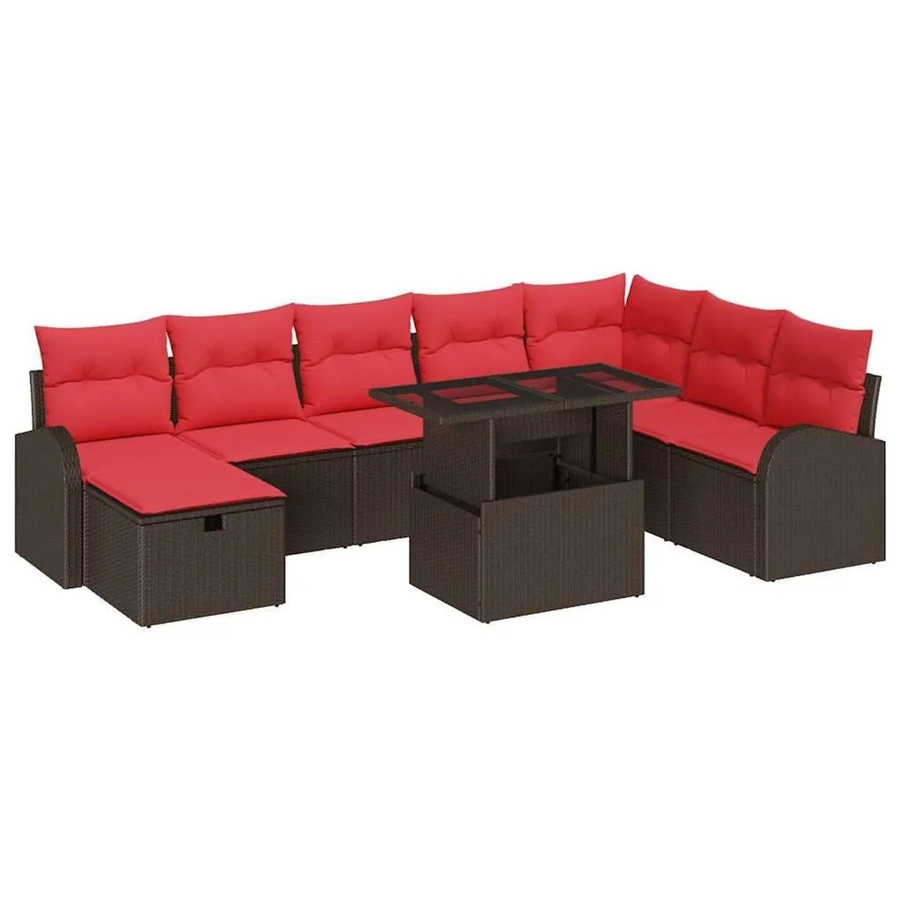 vidaXL Garten-Lounge-Set aus Polyrattan in Braun mit 9-teiligem Set inklusive Kissen und integriertem Stauraum - Bild 2