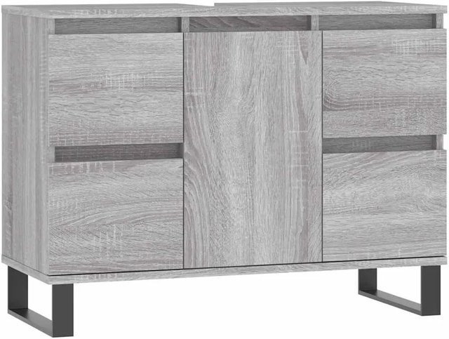 vidaXL Badschrank Grau Sonoma im industriellen Stil aus Holzwerkstoff und Eisen, B/T/H: 80 x 33 x 60 cm - Bild 1