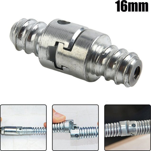 Vibratite 2er-Set Elektrische Bohrer Rohrreiniger Adapter mit 16mm Anschluss, Männlich und Weiblich, Silber - Bild 1