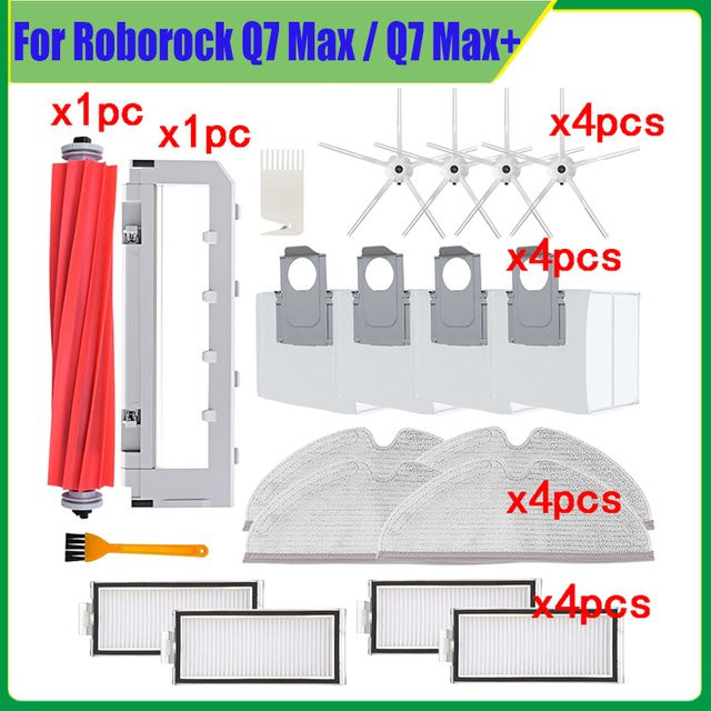 Roborock Q7 Max und T8 Roboter Staubsauger Zubehör Set mit Hauptbürste, Bürstenabdeckung, HEPA-Filter und Mop-Lappen - Bild 1