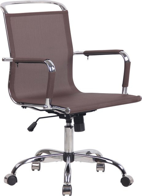 TPFLiving Bürostuhl Barney Mesh in Braun mit Armlehnen und Rollen für Home-Office und Erwachsene - Bild 1