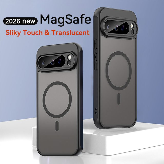 Stoßfeste Magnetische Luxus-Rüstung Hülle für Google Pixel 10 Pro XL, Pixel 9 und Pixel 9 Pro XL mit MagSafe Wireless Kompatibilität in Schwarz oder Pink, Matt Translucent Cover - Bild 1