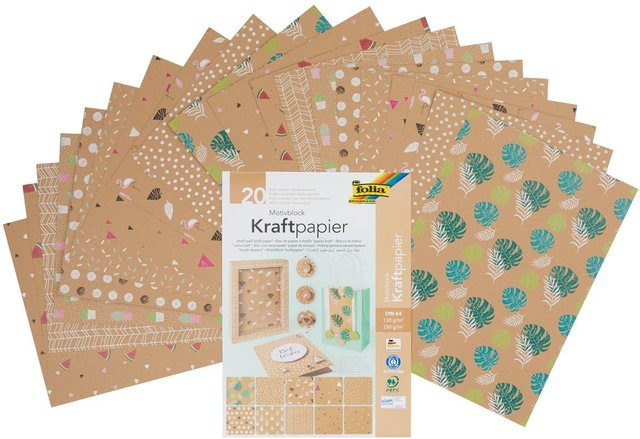Motivblock Folia Kraftpapier mit Motivdruck in Braun, A4, matt - Bild 1