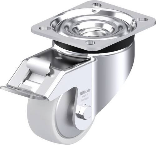 Blickle Stahlblech-Lenkrolle LK-PO 75XR-FI-FA in Silber, Rad-Durchmesser: 75 mm, Tragfähigkeit: 200 kg - Bild 1