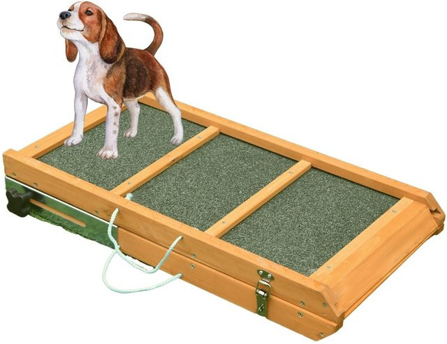 Coemo Hunde Rampe klappbar aus Kiefer Massivholz mit Anti-Rutsch-Belag, Farbe: Braun/Gelb, B/T/H: 120 x 30 x 4 cm - Bild 1