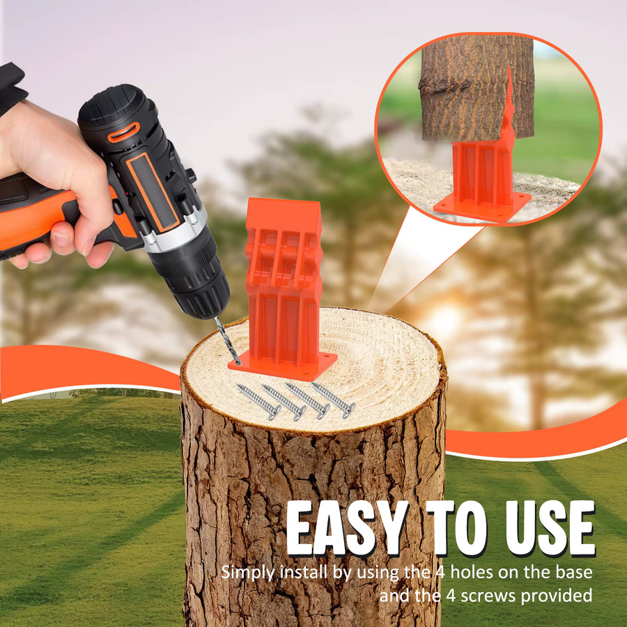 Hands DIY Manueller Holzspalter aus Kohlenstoffstahl in Orange für Kamin und Outdoor-Camping - Bild 2
