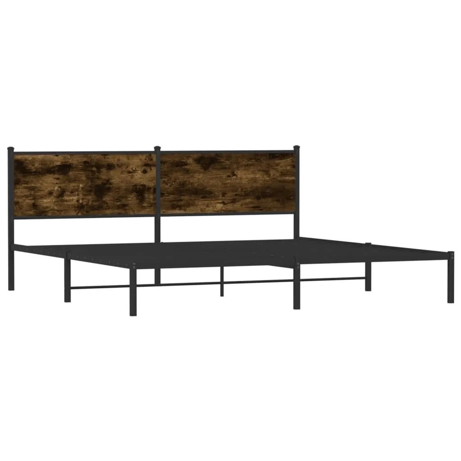vidaXL Metallbett in Räuchereiche ohne Matratze, B/T/H: 193 x 203 x 91,5 cm - Bild 2
