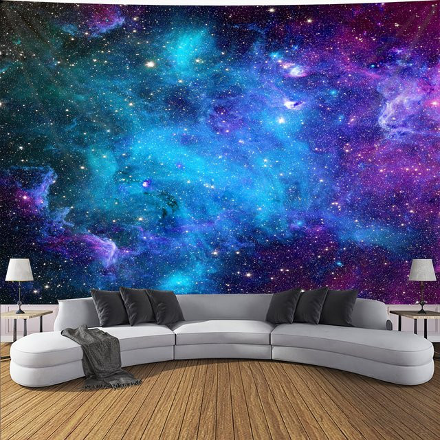 VIKAMA Wandteppich mit Sternenhimmel-Motiv in Multicolour, rechteckiger Textil-Wandteppich für deine Inneneinrichtung - Bild 1