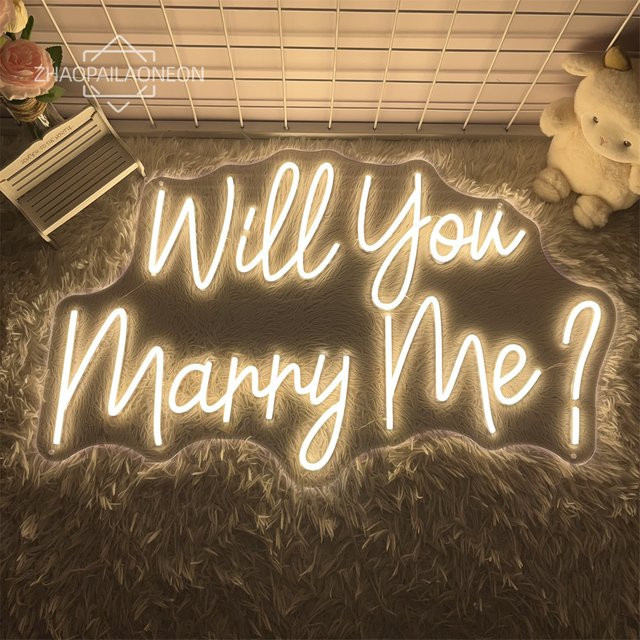 ZHAOPAILAO Will You Marry Me Neon-LED-Schild in Weiß zur Wanddekoration für Hochzeiten und Schlafzimmer - Bild 1