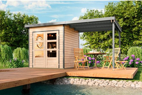 Karibu Gartenhaus Haby Log Cabin in Braun, B/H/T: 229 x 219 x 228 cm - Bild 1