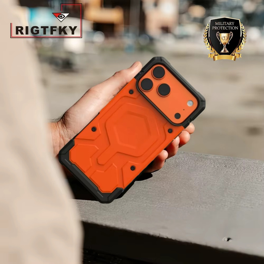 Pathfinder Series Militärische Heavy-Duty Stoßfeste Handyhülle für iPhone 17 Pro Max und 17 Air mit MagSafe Magnetischer Schutzabdeckung in Gelb und Orange - Bild 5