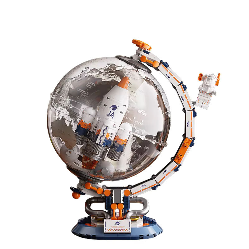 JAKI Globe-Bauset für Erwachsene, mehrfarbiges Weltraumbausteine-Modell aus Kunststoff als drehbarer Globus zur Dekoration - Bild 3