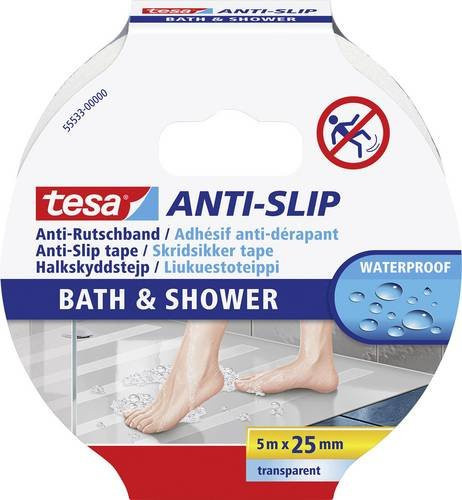 tesa Anti-Rutschband für Bad und Dusche Transparent Länge: 5 m, Breite: 2,5 cm - Bild 1