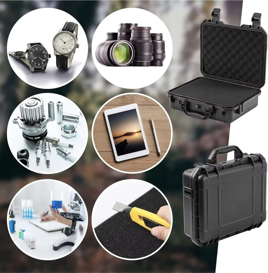 XMSJ Wasserdichter Hartschalenkoffer mit vorgeschnittenem Schaumstoff in Schwarz als Werkzeugkoffer und Organizer für Drohnen und Hardware - Bild 5