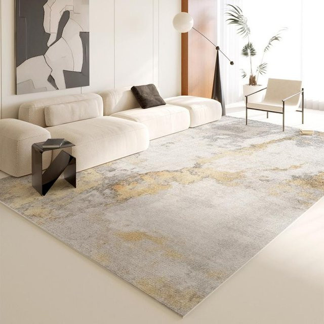 Moderner geometrischer Teppich von HGHT in Grau, waschbar und rutschfest, B/T: 120 x 160 cm - Bild 1