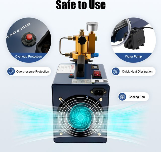 PCP-Luftkompressor mit 1800W Kupfermotor und Wasserkühlung, Blau, 80 l/min, 0-30 MPa Druck, 220V - Bild 1