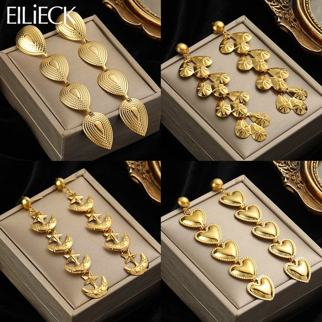 Eilieck Ohrringe, 316l Edelstahl, Gold Farbe, Damen - Bild 1
