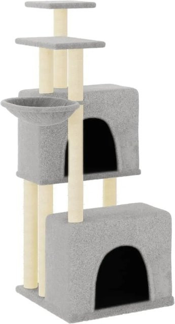 vidaXL Kratzbaum für Katzen in Grau mit Höhle, Hängematte und Sisal-Elementen, Höhe: 122 cm - Bild 1