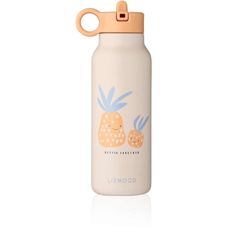 Liewood Falk Wasserflasche aus Edelstahl mit Strohhalm, auslaufsicher, Gelb/Sand, 350 ml - Bild 1