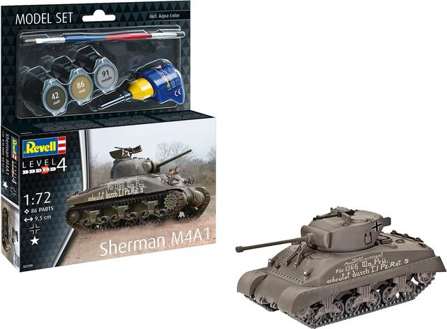 Revell Model Set Sherman M4A1, Fahrzeuge, 1:72, Grau, Kunststoff - Bild 1