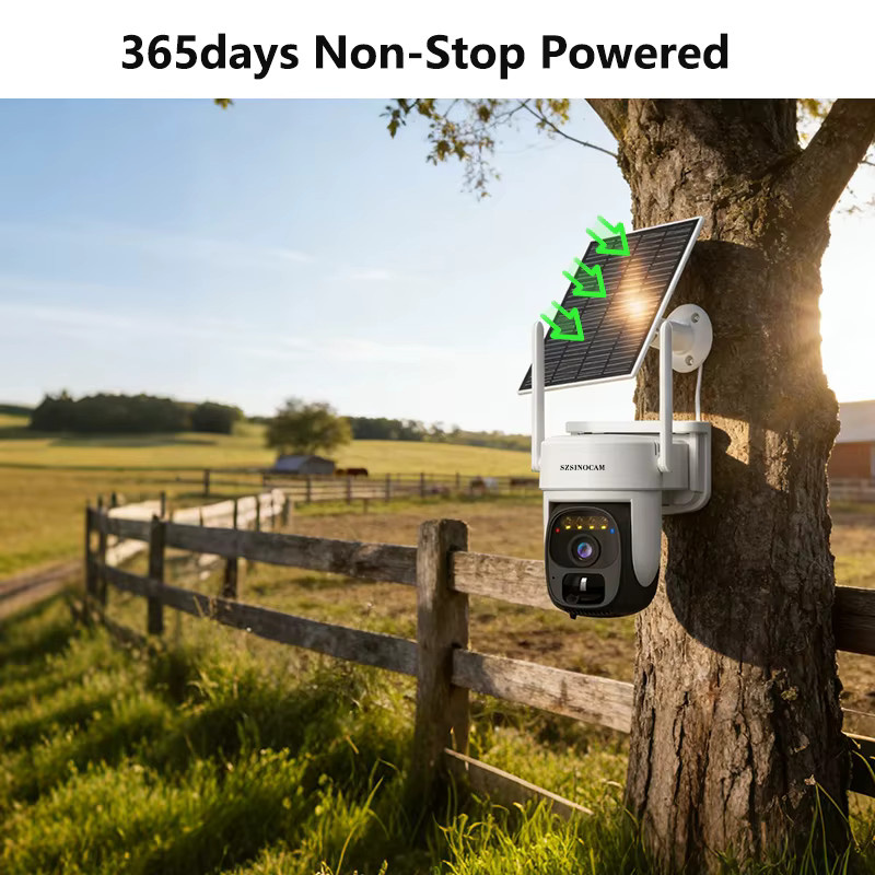 SZSINOCAM 3MP 4G Solar WLAN-Sicherheitskamera mit Akku, PTZ CCTV-Kamera mit Zwei-Wege-Audio und Solarpanel, Farbe: Weiß - Bild 5