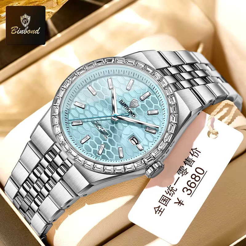 BINBOND Armbanduhr Quarz, Edelstahl, Blau, Herren - Bild 2