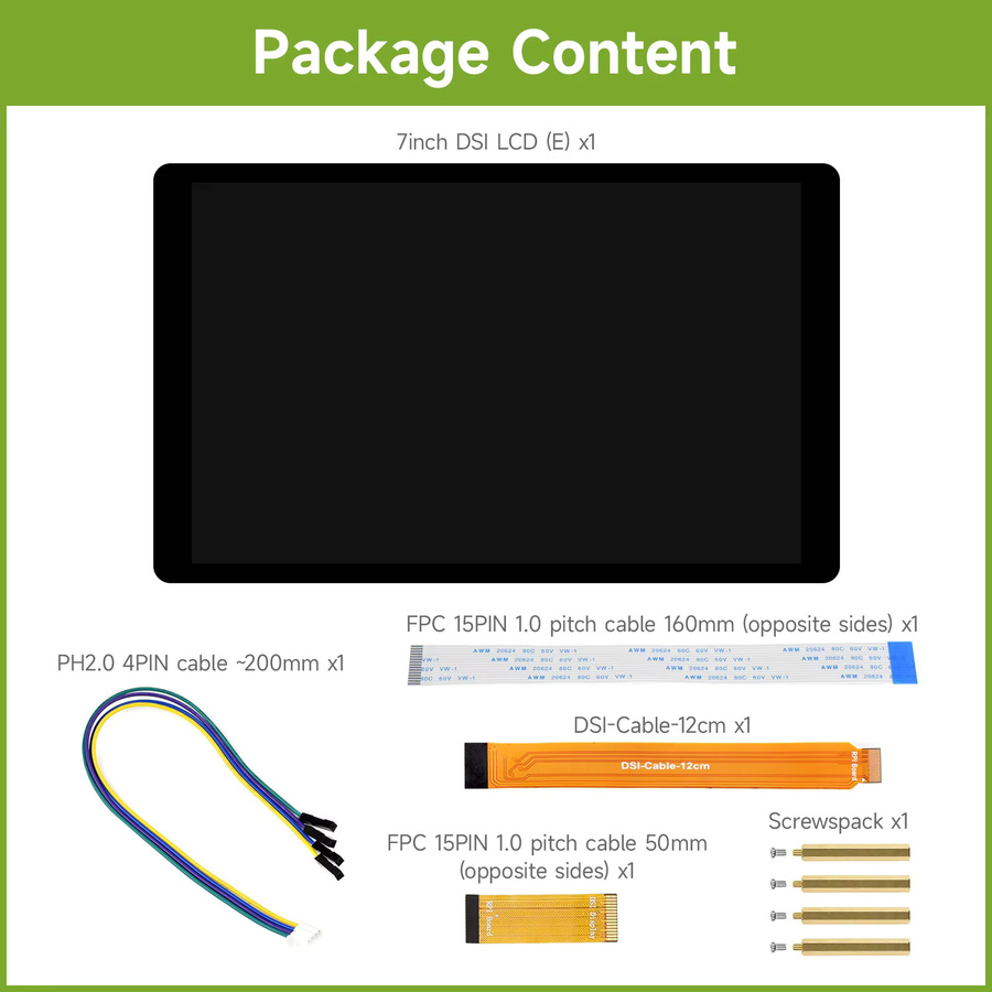 Waveshare 7 Zoll DSI kapazitives Touch-Display für Raspberry Pi 5, 1280x800 IPS mit gehärteter Glasscheibe, Schwarz - Bild 4